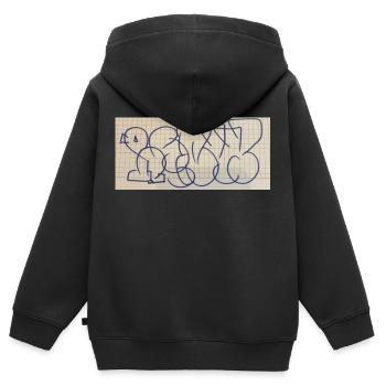 Throw Up auf T-Shirt - Kinder Premium Organic Zip Hoodie - Schwarz - Hinten - AI Model Kid Male (0cm)