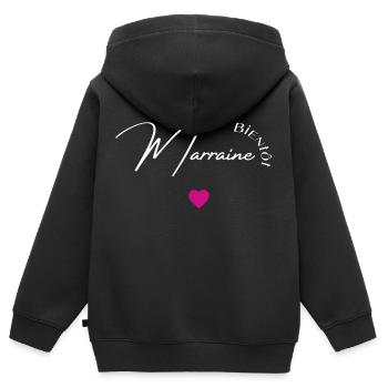 bientôt marraine - Sweat Premium à capuche zippé enfant bio - noir - Dos - AI Model Kid Male (0cm)