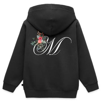 Buchstabe m blumig - Kinder Premium Organic Zip Hoodie - Schwarz - Hinten - AI Model Kid Male (0cm)