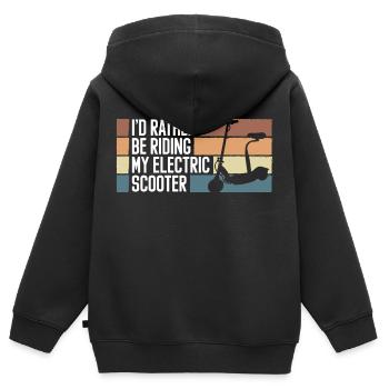 Rollerfahrer E-Roller Hybrid - Kinder Premium Organic Zip Hoodie - Schwarz - Hinten - AI Model Kid Male (0cm)