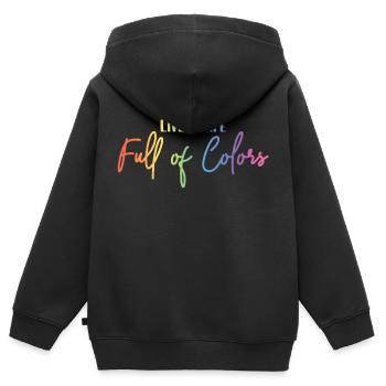 Lebe ein Leben voller Farben - Kinder Premium Organic Zip Hoodie - Schwarz - Hinten - AI Model Kid Male (0cm)