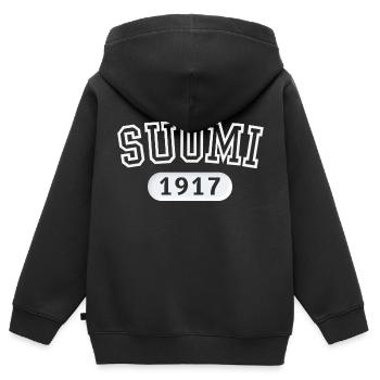 Finlande Finlande 1917 - Sweat Premium à capuche zippé enfant bio - noir - Dos - AI Model Kid Male (0cm)