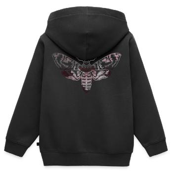 Motte,outline,grau,beige,Falter - Kinder Premium Organic Zip Hoodie - Schwarz - Hinten - AI Model Kid Male (0cm)