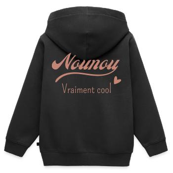 Nounou vraiment cool - Sweat Premium à capuche zippé enfant bio - noir - Dos - AI Model Kid Male (0cm)