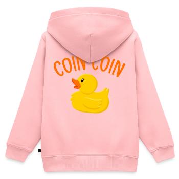 Duck humor naughty duck corner - Kids Premium Organic Zip-up Hoodie - rose - Back - AI Model Kid Female (0cm)