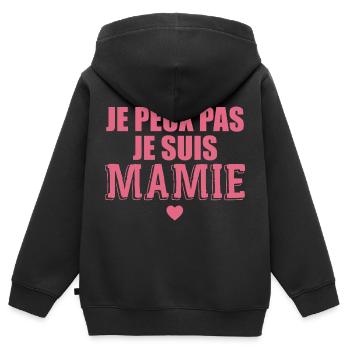 Je Peux Pas Je Suis Mamie Cadeau Mamie - Sweat Premium à capuche zippé enfant bio - noir - Dos - AI Model Kid Male (0cm)