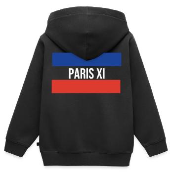 Souvenir Paris 11ème arrondissement Paris XI - Sweat Premium à capuche zippé enfant bio - noir - Dos - AI Model Kid Male (0cm)