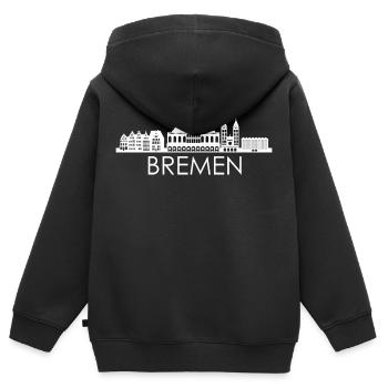 La ville de Brême Skyline Allemagne Brême - Sweat Premium à capuche zippé enfant bio - noir - Dos - AI Model Kid Male (0cm)