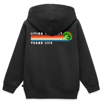 Bio végétalien - Sweat Premium à capuche zippé enfant bio - noir - Dos - AI Model Kid Male (0cm)