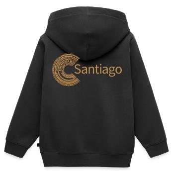 Für Santiago - Kinder Premium Organic Zip Hoodie - Schwarz - Hinten - AI Model Kid Male (0cm)