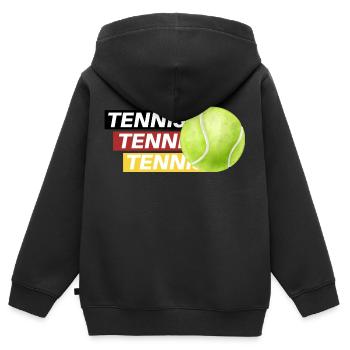 Tennis Eleganz: Schwarz, Rot, Gold - Kinder Premium Organic Zip Hoodie - Schwarz - Hinten - AI Model Kid Male (0cm)
