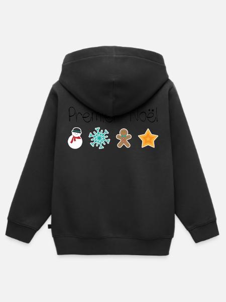 premier noel bébé - Sweat Premium à capuche zippé enfant bio - noir