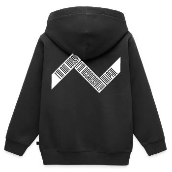 Je ne suis pas autoritaire, je suis agressivement serviable en disant des blagues - Sweat Premium à capuche zippé enfant bio - noir - Dos - AI Model Kid Male (0cm)