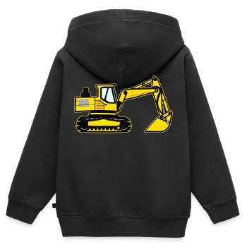 Kinder Bagger Gelber Schaufelbagger - Kinder Premium Organic Zip Hoodie - Schwarz - Hinten - AI Model Kid Male (0cm)