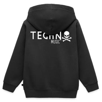 Techno-Musik - Kinder Premium Organic Zip Hoodie - Schwarz - Hinten - AI Model Kid Male (0cm)