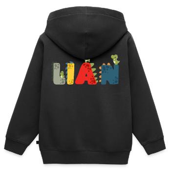Lian Dino2 - Kids Premium Organic Zip-up Hoodie - black - Back - AI Model Kid Male (0cm)