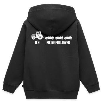 traktor ich meine follower trecker landwirt - Kinder Premium Organic Zip Hoodie - Schwarz - Hinten - AI Model Kid Male (0cm)