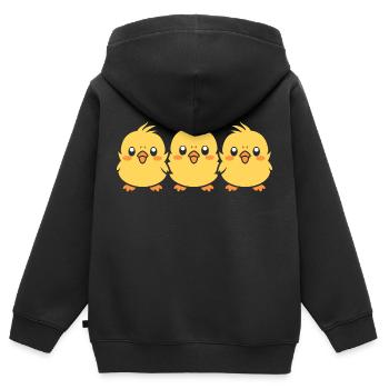 poussin - Sweat Premium à capuche zippé enfant bio - noir - Dos - AI Model Kid Male (0cm)