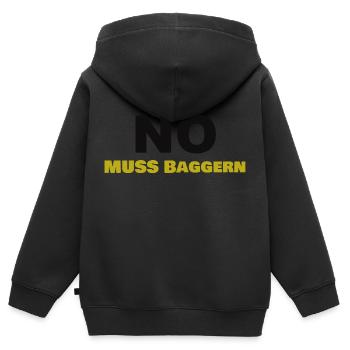 Nö Muss Baggern - Kinder Premium Organic Zip Hoodie - Schwarz - Hinten - AI Model Kid Male (0cm)