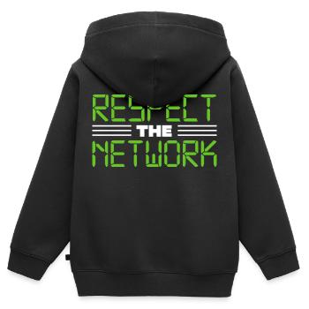 Respecter le réseau - Sweat Premium à capuche zippé enfant bio - noir - Dos - AI Model Kid Male (0cm)