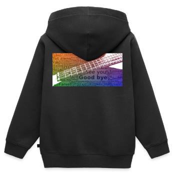 Griffbrett mit Texten - Kinder Premium Organic Zip Hoodie - Schwarz - Hinten - AI Model Kid Male (0cm)