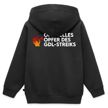 Opfer des Bahnstreiks - Kinder Premium Organic Zip Hoodie - Schwarz - Hinten - AI Model Kid Male (0cm)