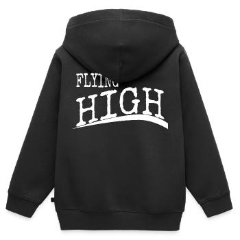 oiseaux en vol citation drôle dictons drôles - Sweat Premium à capuche zippé enfant bio - noir - Dos - AI Model Kid Male (0cm)
