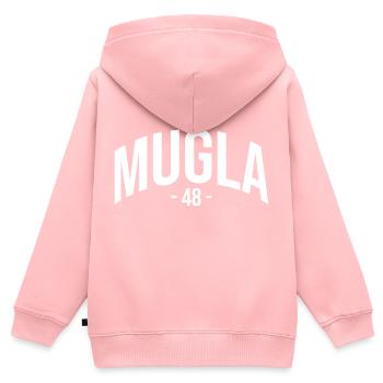 Mugla 48 Turquie Turquie Cadeau Vacances TR Türk - Sweat Premium à capuche zippé enfant bio - rose - Dos - AI Model Kid Female (0cm)