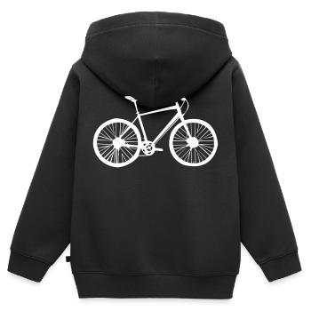 Roue de vélo - Sweat Premium à capuche zippé enfant bio - noir - Dos - AI Model Kid Male (0cm)