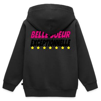 Belle Soeur exceptionnelle - Sweat Premium à capuche zippé enfant bio - noir - Dos - AI Model Kid Male (0cm)