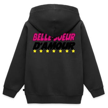 Belle Soeur d'amour - Sweat Premium à capuche zippé enfant bio - noir - Dos - AI Model Kid Male (0cm)