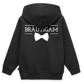 Bräutigam - Kinder Premium Organic Zip Hoodie - Schwarz - Hinten - AI Model Kid Male (0cm)