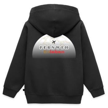 Fernweh: Dein nächstes Abenteuer - Kinder Premium Organic Zip Hoodie - Schwarz - Hinten - AI Model Kid Male (0cm)