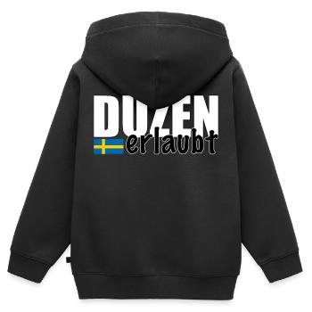 Duzen erlaubt Spruch Du Anrede Schweden Fahne - Kinder Premium Organic Zip Hoodie - Schwarz - Hinten - AI Model Kid Male (0cm)
