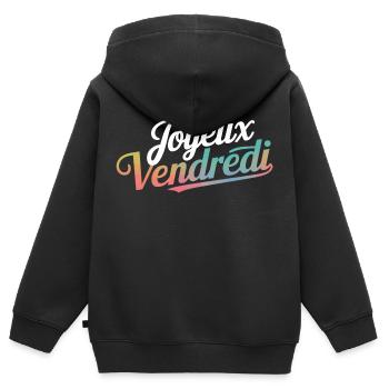 Joyeux Vendredi - Sweat Premium à capuche zippé enfant bio - noir - Dos - AI Model Kid Male (0cm)