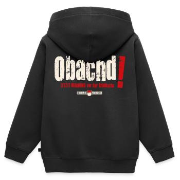 Obachd! Letzte Warnung vor der Bräddschn - Kinder Premium Organic Zip Hoodie - Schwarz - Hinten - AI Model Kid Male (0cm)