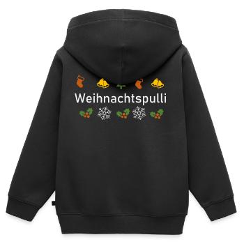 Weihnachtspulli - Kinder Premium Organic Zip Hoodie - Schwarz - Hinten - AI Model Kid Male (0cm)