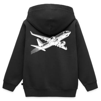 Avion à réaction à l’altitude de croisière - Sweat Premium à capuche zippé enfant bio - noir - Dos - AI Model Kid Male (0cm)