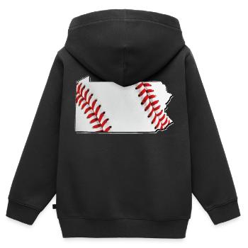 Baseball in der Pennsylvania State Landkarte - Kinder Premium Organic Zip Hoodie - Schwarz - Hinten - AI Model Kid Male (0cm)
