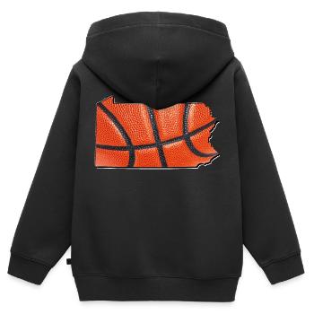Basketball in der Pennsylvania State Landkarte - Kinder Premium Organic Zip Hoodie - Schwarz - Hinten - AI Model Kid Male (0cm)