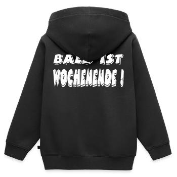 Wochenende - Kinder Premium Organic Zip Hoodie - Schwarz - Hinten - AI Model Kid Male (0cm)