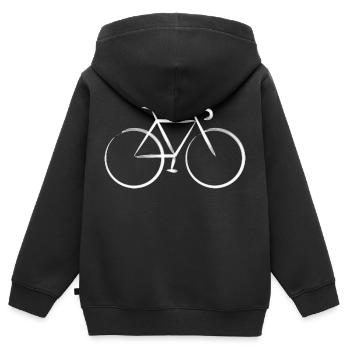 Wasserzeichen Fahrrad - Kinder Premium Organic Zip Hoodie - Schwarz - Hinten - AI Model Kid Male (0cm)