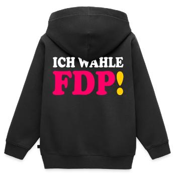Fdp - ich wähle fdp - Kinder Premium Organic Zip Hoodie - Schwarz - Hinten - AI Model Kid Male (0cm)