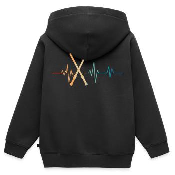 Retro Lichtschwert Herzschlag - Kinder Premium Organic Zip Hoodie - Schwarz - Hinten - AI Model Kid Male (0cm)