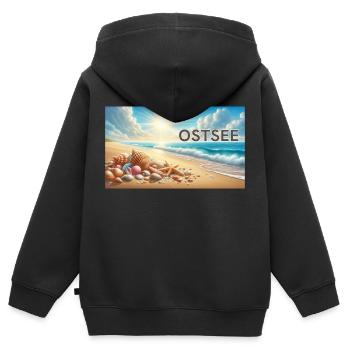 Ostsee - Kinder Premium Organic Zip Hoodie - Schwarz - Hinten - AI Model Kid Male (0cm)