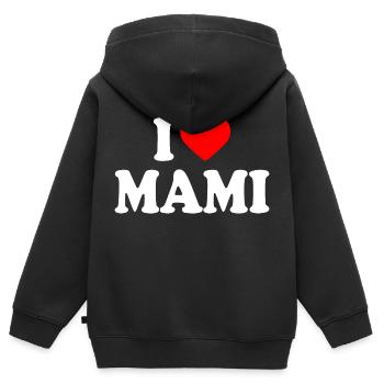 I love mami - Kinder Premium Organic Zip Hoodie - Schwarz - Hinten - AI Model Kid Male (0cm)