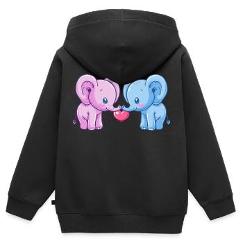 Mammut Paar Liebe Valentinstag - Kinder Premium Organic Zip Hoodie - Schwarz - Hinten - AI Model Kid Male (0cm)