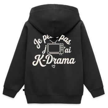 Ich kann kein K-Drama - Kinder Premium Organic Zip Hoodie - Schwarz - Hinten - AI Model Kid Male (0cm)