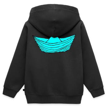 Bateau en papier - Sweat Premium à capuche zippé enfant bio - noir - Dos - AI Model Kid Male (0cm)