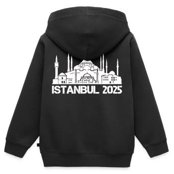 istanbul 2025 - Kinder Premium Organic Zip Hoodie - Schwarz - Hinten - AI Model Kid Male (0cm)